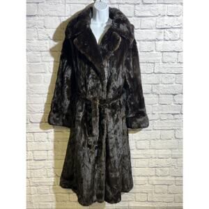 Vtg WEISS Elegant Beautiful Full-Length Mahogany Mink ? Coat Sz M? Belted Waist